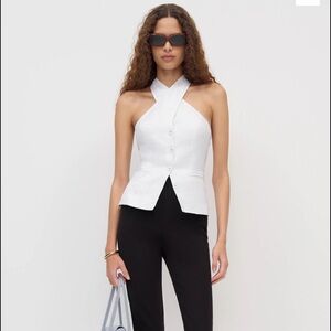 Reformation Black and White Halter Jumpsuit